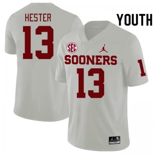 Youth J.J. Hester White OU 2024 SEC Conference College Football #13 Jersey 424899-997