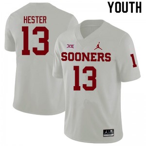 Youth J.J. Hester White OU Sooners College Football #13 Jersey 579043-509