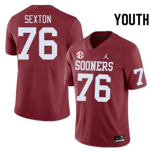 Youth Jacob Sexton Crimson Sooners 2024 SEC Conference #76 Jersey 131017-168
