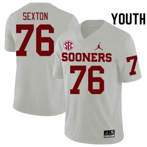 Youth Jacob Sexton White OU Sooners 2024 SEC Conference College Football #76 Jersey 869213-115