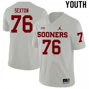 Youth Jacob Sexton White Oklahoma Sooners College Football #76 Jersey 427743-565