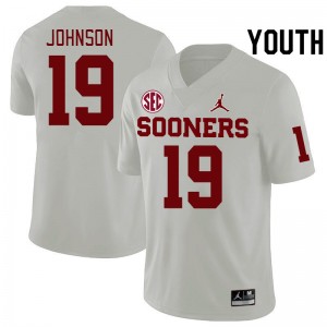 Youth Jacobe Johnson White Oklahoma Sooners 2024 SEC Conference College Football #19 Jersey 511063-172