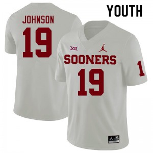 Youth Jacobe Johnson White Oklahoma College Football #19 Jersey 546125-615