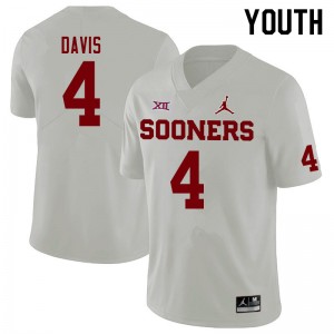 Youth Jaden Davis White OU Sooners Jordan Brand College Football #4 Jersey 570800-150