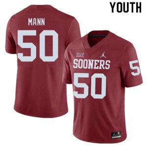 Youth Jake Mann Crimson Oklahoma College Football #50 Jersey 749749-332