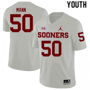 Youth Jake Mann White OU Sooners College Football #50 Jersey 647396-526