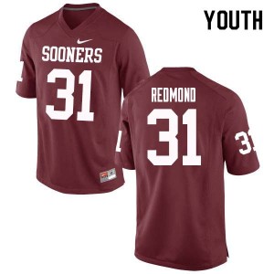 Youth Jalen Redmond Crimson Oklahoma College Football #31 Jersey 239113-459