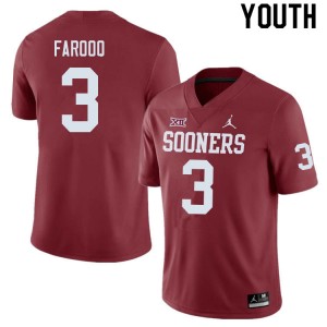 Youth Jalil Farooq Crimson Oklahoma College Football #3 Jersey 672755-598