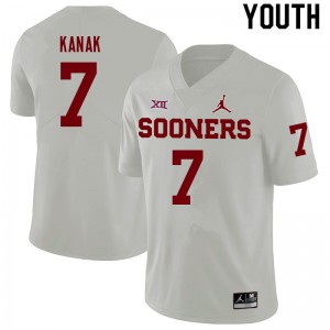 Youth Jaren Kanak White OU College Football #7 Jersey 442426-259