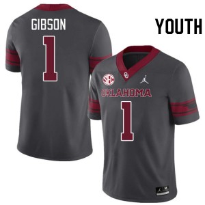 Youth Jayden Gibson Charcoal OU Sooners 2024 SEC Conference #1 Jersey 244191-946