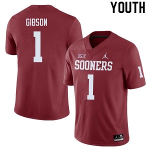 Youth Jayden Gibson Crimson Oklahoma Sooners College Football #1 Jersey 275755-115
