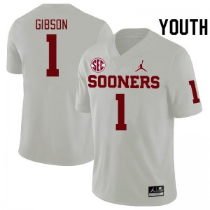 Youth Jayden Gibson White OU 2024 SEC Conference College Football #1 Jersey 161412-795