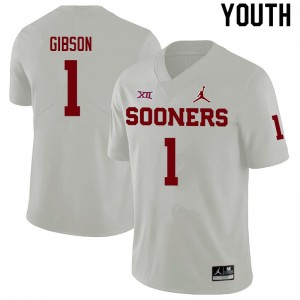 Youth Jayden Gibson White OU College Football #1 Jersey 303771-944