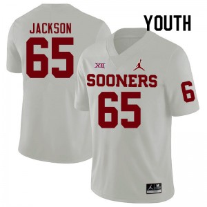 Youth Jayden Jackson White Sooners College Football #65 Jersey 337955-611