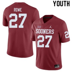 Youth Jayden Rowe Crimson Sooners College Football #27 Jersey 128848-952