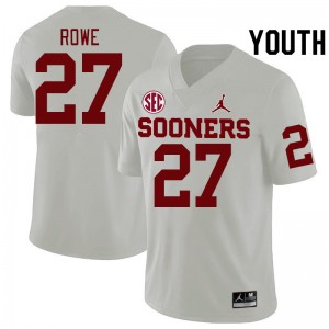 Youth Jayden Rowe White Oklahoma Sooners 2024 SEC Conference College Football #27 Jersey 140053-840