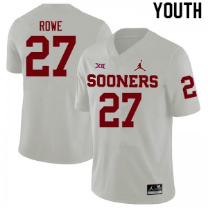 Youth Jayden Rowe White Sooners College Football #27 Jersey 626617-452