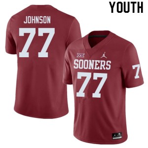 Youth Jeffery Johnson Crimson OU Sooners College Football #77 Jersey 461426-811