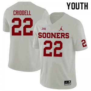 Youth Jeremiah Criddell White Sooners Jordan Brand College Football #22 Jersey 729910-637