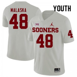 Youth Jocelyn Malaska White Sooners College Football #48 Jersey 954935-131