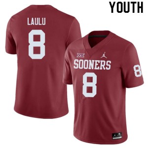 Youth Jonah Laulu Crimson Oklahoma College Football #8 Jersey 245227-990