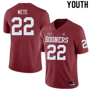 Youth Joseph Wete Crimson Oklahoma College Football #22 Jersey 366747-413