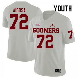 Youth Josh Aisosa White Oklahoma College Football #72 Jersey 127105-636