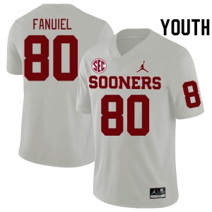 Youth Josh Fanuiel White Oklahoma 2024 SEC Conference College Football #80 Jersey 370386-147