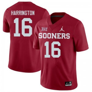 Youth Justin Harrington Crimson Oklahoma College Football #16 Jersey 709011-113
