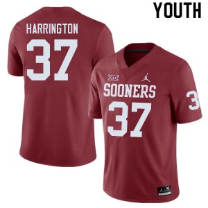 Youth Justin Harrington Crimson Oklahoma College Football #37 Jersey 789242-699
