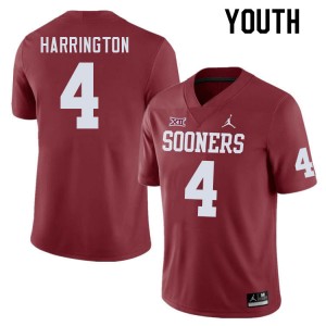 Youth Justin Harrington Crimson OU Sooners College Football #4 Jersey 583400-817