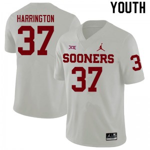 Youth Justin Harrington White Oklahoma College Football #37 Jersey 444561-595
