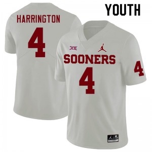 Youth Justin Harrington White Oklahoma Sooners College Football #4 Jersey 124457-750