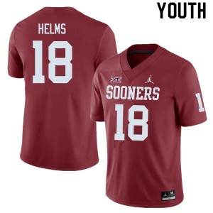 Youth Kaden Helms Crimson OU College Football #18 Jersey 638435-863