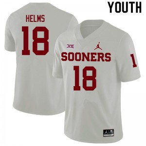 Youth Kaden Helms White OU College Football #18 Jersey 609880-790