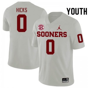 Youth Kalib Hicks White OU Sooners 2024 SEC Conference College Football #0 Jersey 201237-141