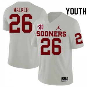 Youth Kani Walker White Oklahoma 2024 SEC Conference College Football #26 Jersey 501864-127