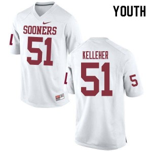 Youth Kasey Kelleher White Sooners College Football #51 Jersey 624168-691