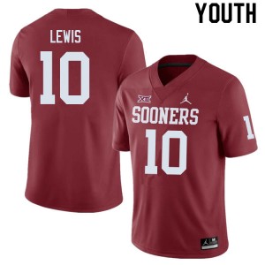 Youth Kip Lewis Crimson Oklahoma Sooners College Football #10 Jersey 126000-659