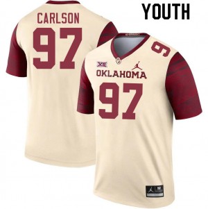 Youth Kyle Carlson Cream Sooners College Football #97 Jersey 636401-860