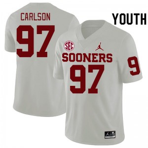 Youth Kyle Carlson White Oklahoma 2024 SEC Conference College Football #97 Jersey 593036-167