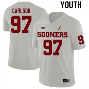 Youth Kyle Carlson White Oklahoma Sooners College Football #97 Jersey 374646-740