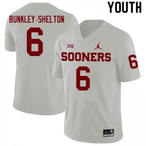 Youth LV Bunkley-Shelton White OU Sooners College Football #6 Jersey 156711-983