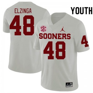 Youth Luke Elzinga White Oklahoma Sooners 2024 SEC Conference College Football #48 Jersey 667095-822