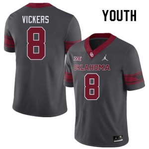 Youth Makari Vickers Charcoal OU Sooners College Football #8 Jersey 939986-762