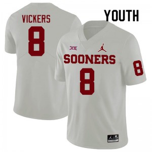Youth Makari Vickers White OU Sooners College Football #8 Jersey 792702-514