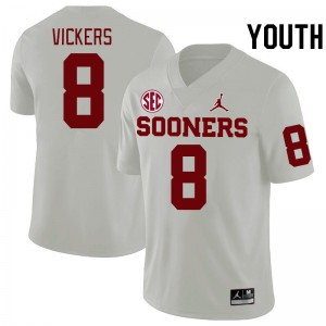 Youth Makari Vickers White Oklahoma 2024 SEC Conference College Football #8 Jersey 325965-728