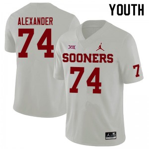 Youth Marcus Alexander White Oklahoma Sooners Jordan Brand College Football #74 Jersey 259890-654
