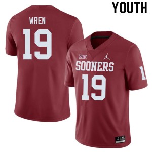 Youth Maureese Wren Crimson Oklahoma College Football #19 Jersey 795287-495
