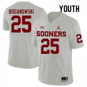 Youth Michael Boganowski White Sooners College Football #25 Jersey 995471-616